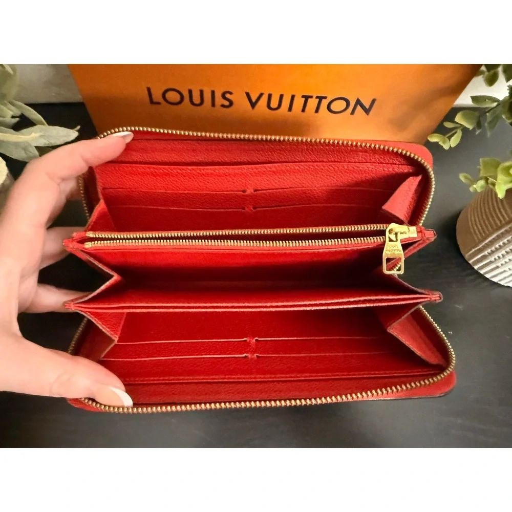 Louis Vuitton‎ Zippy Wallet Monogram Empreinte Leather Red Authentic